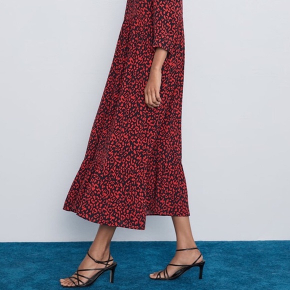 Zara Dresses & Skirts - Red leopard maxi dress
